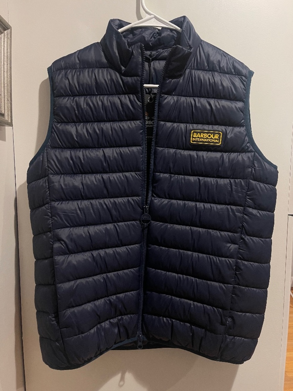 READ NWT BARBOUR INTERNATIONAL Racer Reed Navy Quilted GILET Size Medium